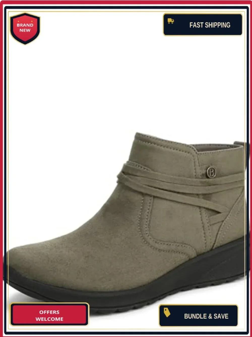 LifeStride Ankle Bootie Wedge Heel Zip Stretch Fabric Machine Washable